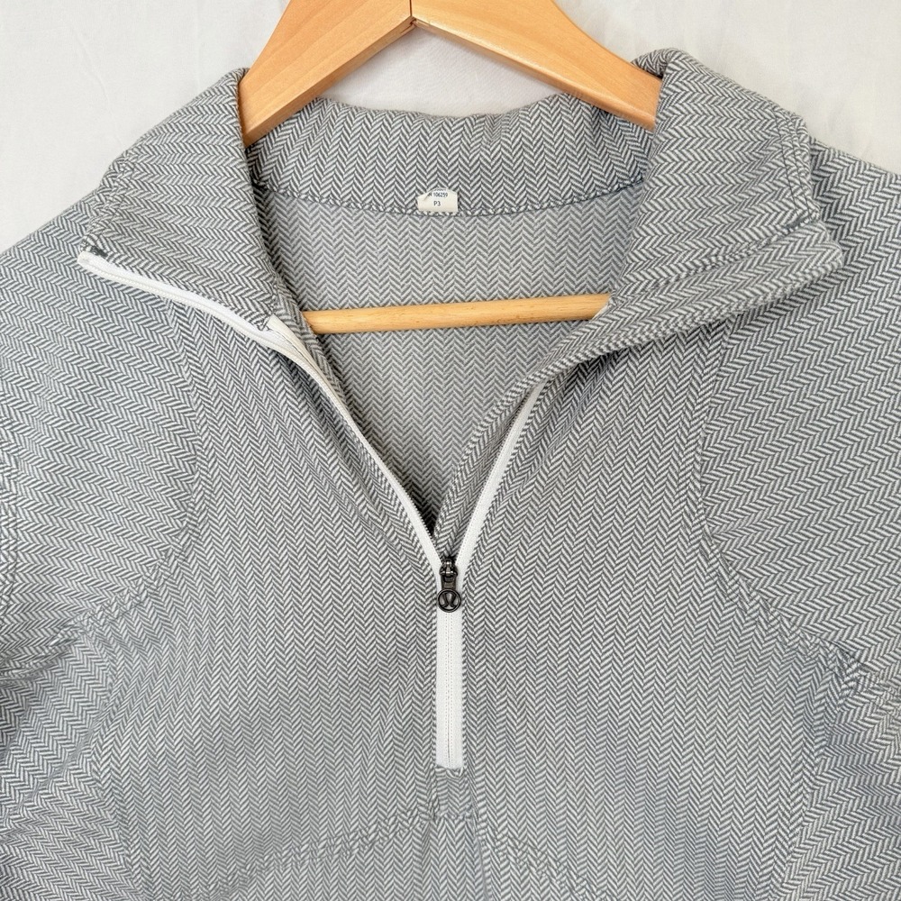 Lululemon Women's Kanto Catch Me 1/2 Zip Top Heather White Slate grey Size 8 - Picture 5 of 16